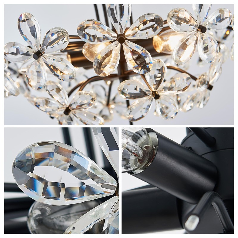 WUZUPS Crystal Chandelier Pendant Flushmount Ceiling Light Modern Lighting Fixture