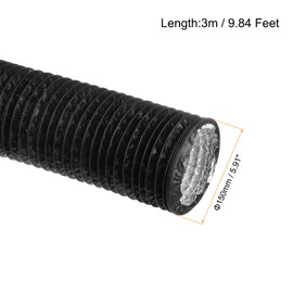 QUARKZMAN Dryer Exhaust Hose 4 Inch 10 Ft Aluminium Flexible Air Duct for Heating Cooling Ventilation and Exhaust Air with 2 Clamps Black