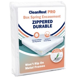 CleanRest PRO - Carcasa de resorte de caja – Máxima defensa contra alérgenos, ácaros del polvo y más, resistente al agua, barrera de alérgenos Micronone, cierre y clic (completo)