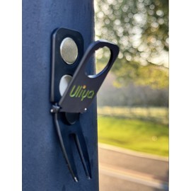Uliya 【Upgraded】 Magnetic Golf Holder Golf Divot Marker Tool Portable Golf Cart Holder Clip Multipurpose Golf Accessories Portable Rest for Golf Cart (1, Black)