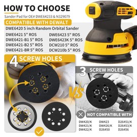 Gnellkoor Sander Pad Replacement for Dewalt, 4 Pack 5" 8 Hole Hook and Loop Orbital Sander Metal Pad Compatible with DeWalt DWE6421 6421K DWE6423 6423K DCW210B Random Orbital Sanders (4 Screw Holes)