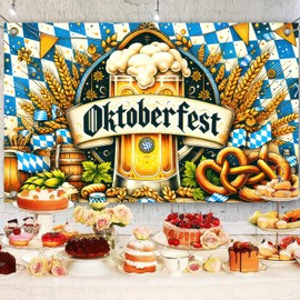 BlissYard Oktoberfest Banner German October Fest Themed Party Decoration Backdrop 71x43 inch Beer Festival Outdoor Indoor Banner Bavarian Check Flag German Backdrop for Party