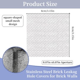 NICENEEDED 60 Pcs Stainless Steel Weep Hole Covers for Brick Wall, 3.15 Inch Brick Hole Filler, Bended Window Weep Hole Covers Cuttable Weep Hole Mesh Cover Stackable Brick Weep Hole Fillers