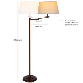 Brightech Caden LED Floor Lamp - Tall Standing Lamp with Swing Arm for Living Rooms & Offices - Industrial Bronze