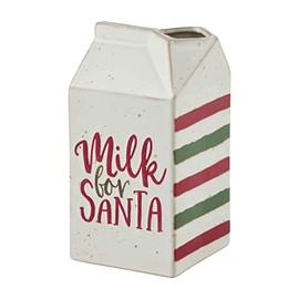 Mud Pie Stoneware Vintage Christmas Milk Carton, Santa