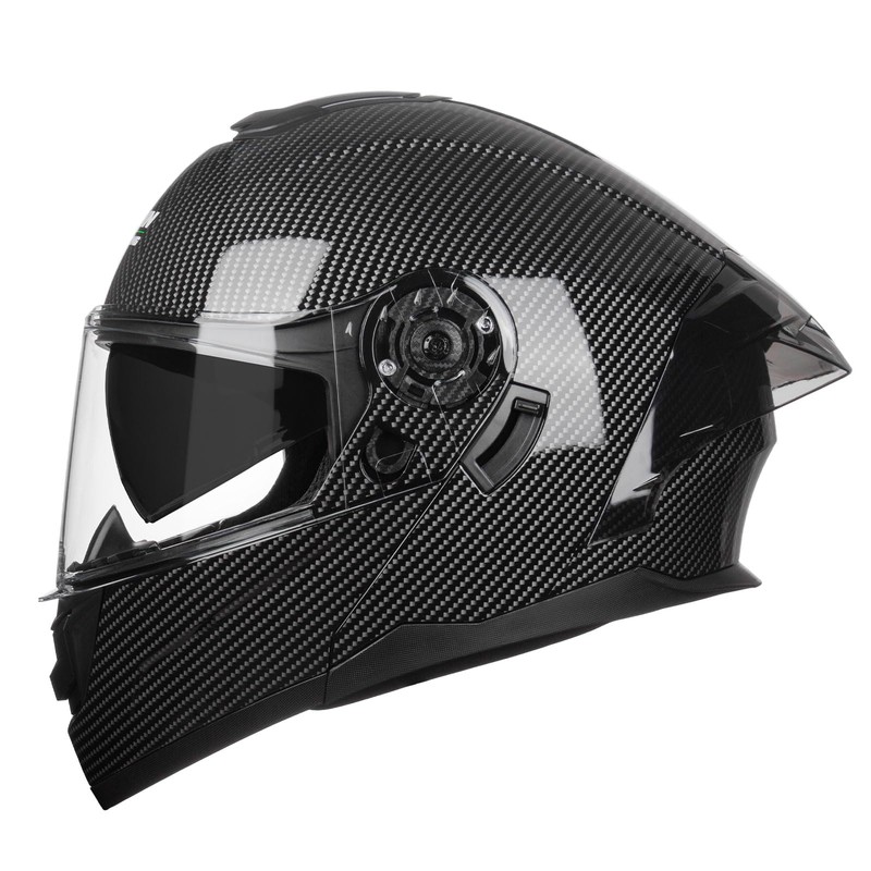 Crown Racing Modular Motorcycle Helmet with Flip-Up Design, Carbon Fiber