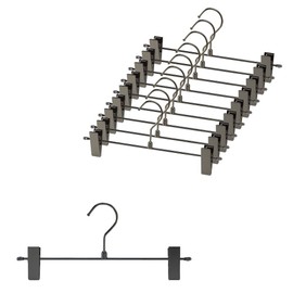 Tamatoshi Steel Hangers, Pants Hangers, for Trousers, Skirts, Set of 10, Black Nickel Plating, Developed by Store Equipment Manufacturers, Slim, Luxurious, Washable, Thin, Durable, Storage, Rust Resistant, Won't Bend