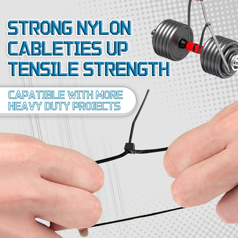 WALWAL 8 inch Cable Ties, Easy-Use Cable Management for Home,