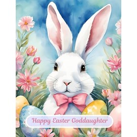 Happy Easter Goddaughter Greeting Card - Hopping By With Hugs and Kisses