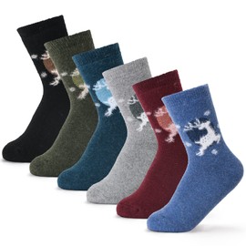 Women's Fuzzy Socks - Winter Warm Cozy Thick Thermal Socks for Ladies - Reindeer Pattern 6 Pack