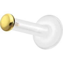 PIERCINGLINE PTFE Labret with Internal Thread Titanium Attachment Screw Disc Flat Piercing Lip Nose Ear Helix Tragus Medusa Choice of Colours and Sizes, PTFE / titanium (grade 23)