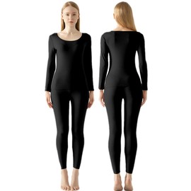 Bcenoilua Womens Thermal Set, Long Sleeve Top & Pants Ladies Long Johns Thermal for Winter Workout Set Winter Base Layer Black