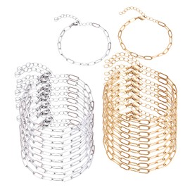 The 20-piece set consists of 10 gold and 10 silver bracelets, DIY jewelry making (gold + silver) stainless steel bracelets for women and men for festive events