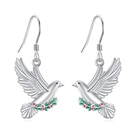 JBAERD Dove Earrings for Women 925 Sterling Silver Holy Spirit Pigeon Dangle Earrings Religious Bird Jewelry Gifts