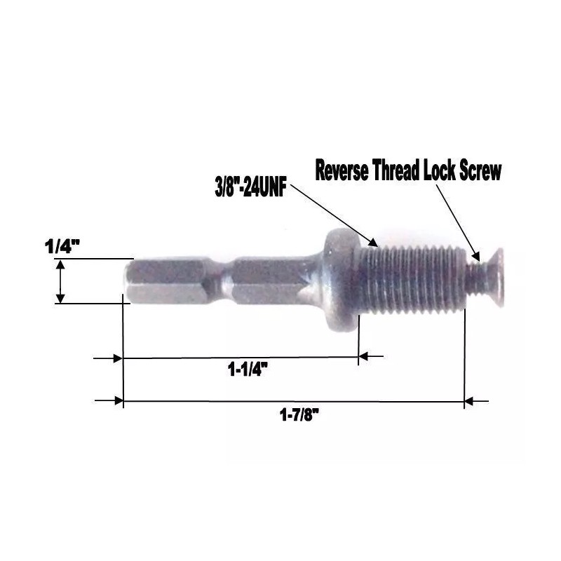 SCT-888 1 pc 1/4 Hex Adapter to 3/8"-24UNF Thread with