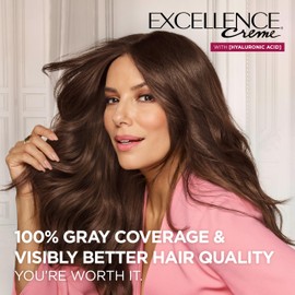 L'Oreal Paris Excellence Crème Permanent Hair Dye, Triple Care Hair Color with Hyaluronic Acid for 100% Gray Coverage, 5RB Medium Reddish Brown, 1 Kit (Packaging May Vary)