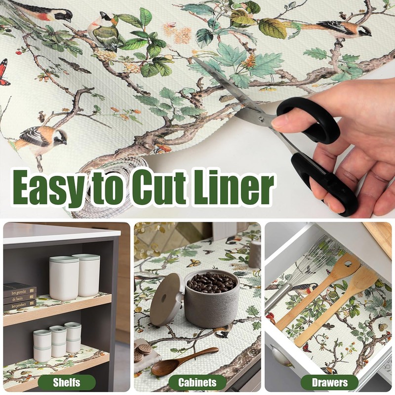 Quttisay Shelf Liner for Kitchen Cabinets Non-Adhesive,Cabinet Liner for Shelves