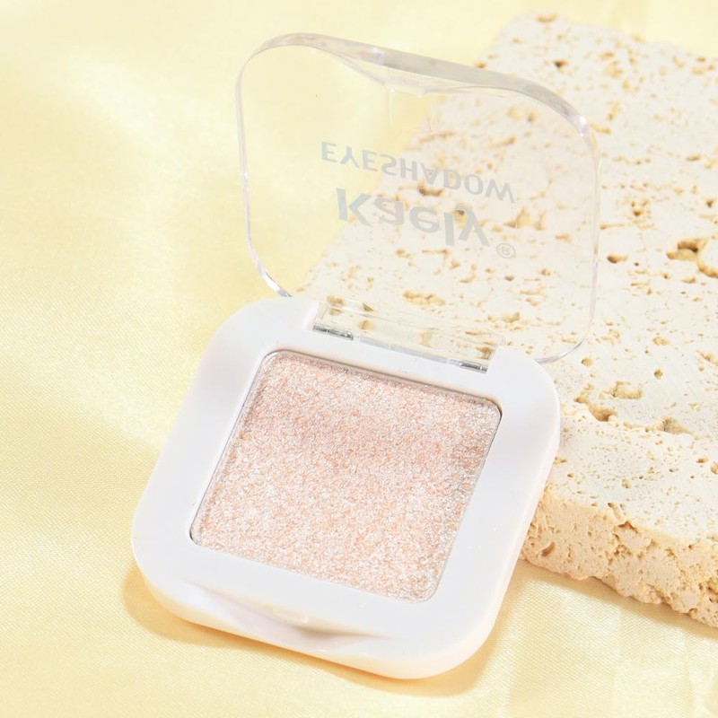 Kaely Pressed Single Eyeshadow Makeup, Sheer White Sparkle Highly Pigmented