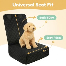 DigShambala Waterproof Front Car Seat Cover for Dogs, Pet Seat Protector with Non Slip Backing, Quilted Oxford Fabric Cover for Car Seat Protection Travel and Daily Use