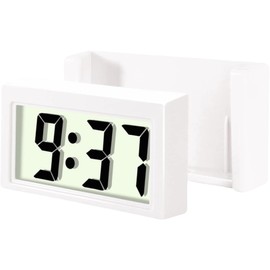 Pluzmecalm White Car Dashboard Digital Clock - Vehicle Adhesive Clock with Jumbo LCD Time & Day Display - Mini Automotive Stick On Watch for Car Truck Dashboard & Air Vent