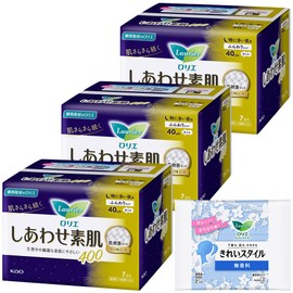 Laurier Happy Bare Skin, For Especially Heavy Nights, With Wings, 15.7 inches (40 cm), 7 Pieces x 3 Sets (21 Pieces) + Bonus Included