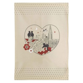 Winkler MV-5131036000 Cleaning Cloths Dish Towel Tea towel-100 Kitchen towel-50 x 70-Natural Beige-Cats Heart, 100% Cotton