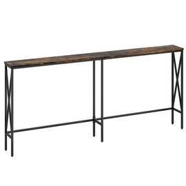 Masupu 70.9" Console Table, Narrow Long Sofa Table Behind Couch, Skinny Entry Table, Industrial Sofa Table with Metal Frame for Hallway, Living Room, Rustic Brown…