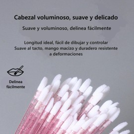 Caja De 50 Pinceles Desechables Para Aplicación De Labiales Color Amarillo