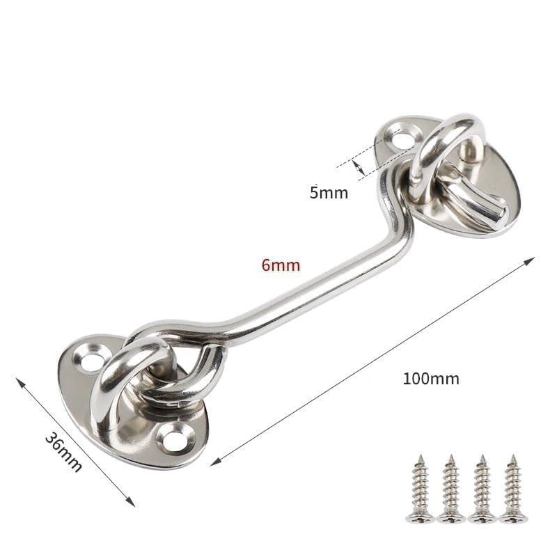 2pcs Hook and Eye Latch, 4 Inch Eye Latch, Gate