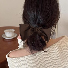 Yokosen Hair Rubber Scrunchy Ribbon Hair Accessory, Stylish Hair Clip, Women's, Hair Clip, Elastic, Adult, Non-Traced, Thick, Hair Ribbon, Hair Arrangement, Hair Ring, Coffee, Beauty, Fashion