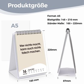 SKYDUE Demotivating Desk Calendar 2026, Calendar with 53 Unmotivating Sayings per Week, Funny Demotivation Calendar in Pocket Size A5, Funny Gift for Colleagues, Office Decoration