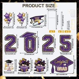 Vivantia Large 11 PCS Graduation Yard Signs, Class of 2025 Congrats Grad Outdoor Lawn Yard Sign with Stakes, Graduate Decorations Yard Decors for College High School Party, Purple and Gold