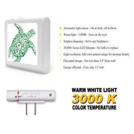 Plug in Dimmable LED Night Light with Dusk to Dawn Auto Sensor, Adjustable Brightness, Warm Light, Auto On-Off Nightlight for Bathroom, Hallway, Nursery, Bedrooms - Decorative Sea Turtle