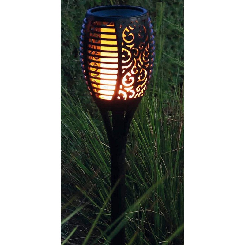 FHS Solar Garden Torch with 72 LED Flame Effect, Plastic,