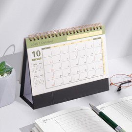 Desk Calendar 2025-2026, Standing Flip Desktop Calendar UK from Jul. 2025 to Dec. 2026, 18 Month Calendar with Metal Ring Twin-Wire Binding for Home Office School, 19 x 16cm Black BK2026RL01