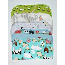 1 Ply Printed Flannel 8x8 Inches Little Wipes Set of 5 Down On The Farm