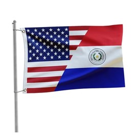 America Paraguay Friendship Flag 3x5FT USA American Paraguayans Flag Fade Proof Sharp Color Polyester with Brass Grommets for Indoor Outdoor