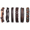 flintronic Leather Bracelet, 6Pcs Adjustable Fashion Punk Braided Men &