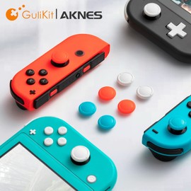 AKNES GuliKit Hall Joystick JoyCon Replacement Cap, 6 Pieces Thumb Grips Cap for GuliKit Hall Joystick (NS40) - Blue & Red & White
