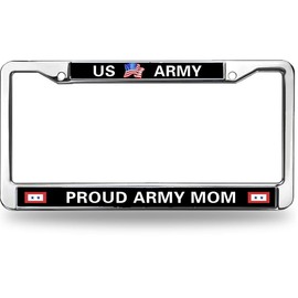 US Army License Plate Frame Chrome US Army Mom Rattle-Proof License Plate Frame Proud