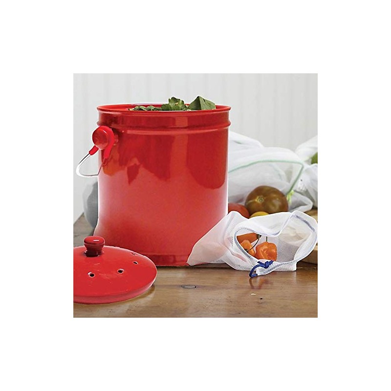 Natural Home 1-Gallon Ceramic Compost Bin in Red
