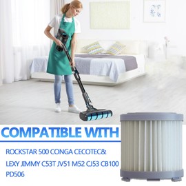 Fukmory 2 St1ck Staubsaugerfilter kompatibel mit Conga Cecotec Rockstar 500 Vacuum,Ersatzfilter kompatibel mit Lexy Jimmy C53T JV51 M52 CJ53 CB100 PD506