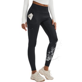 MAGCOMSEN Womens Cargo Leggings with Pockets Hiking Outdoor Workout Leggings Stretch Water Resistant Leggings Black XL