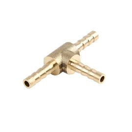 Brass T Piece Barbed 3 Way 6mm 8mm 10mm 12mm Fuel Hose Joiner Adapter Fitting (Brass, 4mm)
