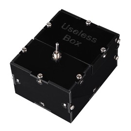 Useless Toy Box, Useless Box DIY Parts Kit, Novelty Gift, Mini Funny Toy Unique Gifts Automatic Box Leave Me Alone Black