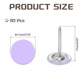 sourcing map Upholstery Tacks for Furniture, 7/16 Inch (11 x 17 Mm) Metal Round Black Thumb Tacks for Wall Decorative Upholstery Nails DIY Project Home Decor (Purple, Pack of 110)