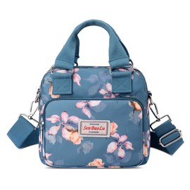 FORRICA Handtaschen Damen Umhängetasche mit Blumenmotiv Crossbody Bag Wasserdicht Nylon Frauen Schultertasche Lässige Damentasche für Shopper Reise Blume H