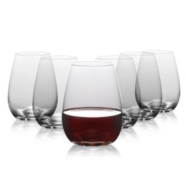 Table 12 15.5-Ounce Stemless Wine Glasses, Set of 6, Lead-Free Crystal, Break Resistant