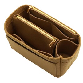 LEXSION Purse Organizer,Felt Bag Organizer Insert Purse Organizer For Speedy,Neverful,Tote,Handbag,Shaper 8023 Light Brown M