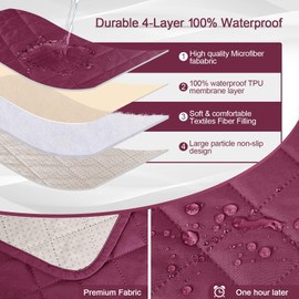 Recliner Slipcovers armchair covers Waterproof Recliner chair covers with Pockets Machine Washable Furniture Protector Cover for Kids and Pets Non-Slip Chair Cover for Recliner Armchairs (Red)